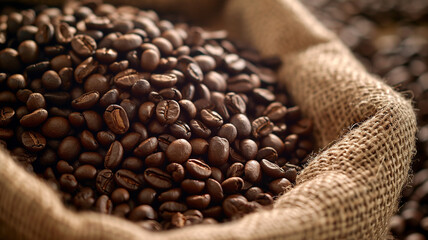Fototapeta premium coffee beans in a sack