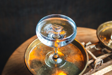 Urban style picture of russian vodka cocktail in martini glass