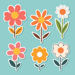 Flower illustrations sticker set collection vector design