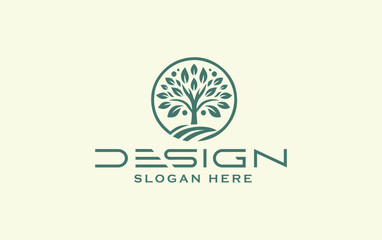 Tree vector icon. Nature trees vector illustration logo design.