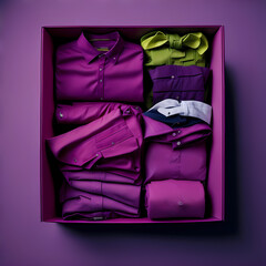 colored shirt stacked inside a box
