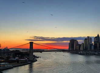 Brooklyn Bridge with sunset