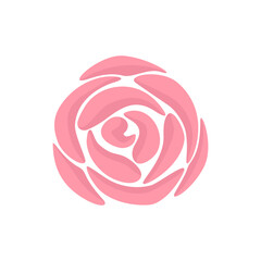 Pink rose flower illustration. Love symbol and gift for Valentine's day. Vector illustration isolated on white background. Detailed cartoon element for holiday patterns, packaging, designs
