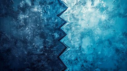 textured abstract of a crack in a blue ice surface, suggesting concepts of fragility, division, or a natural phenomenon, suitable for backgrounds or environmental themes - obrazy, fototapety, plakaty