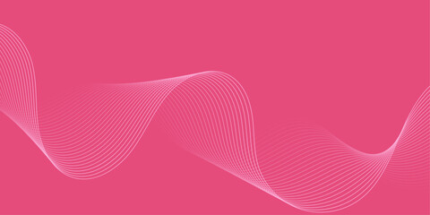 Abstract background with waves for banner. Medium banner size. Vector background with lines. Element for design isolated on pink. Pink color. Valentine's Day. Brochure, booklet