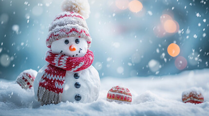 Fototapeta premium snowman in the snow