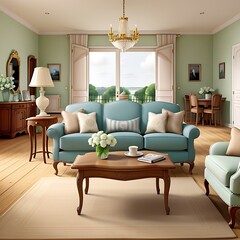 French country home interior design of modern living room