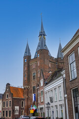 Saxon Gate (Sassenpoort) is a gatehouse in the city wall of Zwolle. Sassenpoort was built in 1409, is part of the Top 100 Dutch heritage sites. Zwolle, Netherlands.
