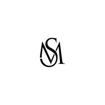 Creative modern elegant trendy unique artistic black and white color MS SM M S initial based letter icon logo. Letter M S icon logo design template.creative initial S M symbol