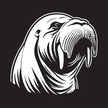 recommend clip art: Walrus in cartoon, doodle style. Isolated 2d vector illustration in logo, icon, sketch style, Eps 10, black and white. AI Generative