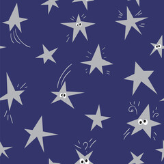 Seamless pattern with stars. Night sky stars illustration.