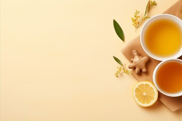 Obraz na płótnie Canvas Ginger tea. natural homemade remedy with lemon, honey, and mint for cold and flu relief