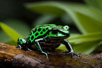 Obraz premium Vibrant Green and Black Poison Dart Frog