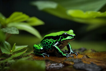 Obraz premium Vibrant Green and Black Poison Dart Frog