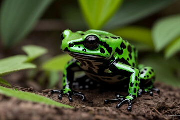Naklejka premium Vibrant Green and Black Poison Dart Frog