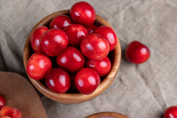 red cherries on the table during cooking