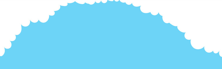 Clouds wide bordering. Painted white clouds on blue background. Simple vector illustration.