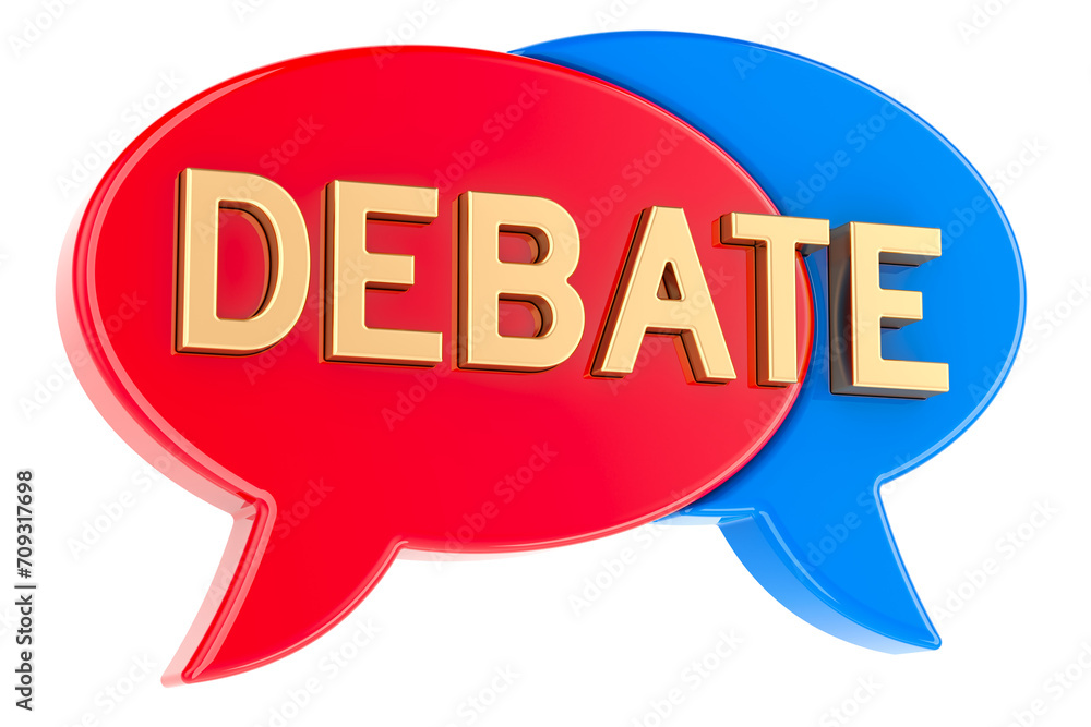 Poster debate, concept. 3d rendering isolated on transparent background