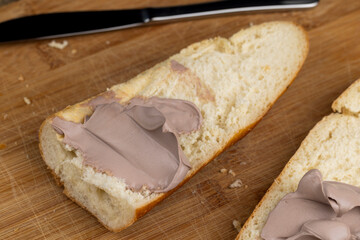 making a sandwich with chocolate-flavored cheese