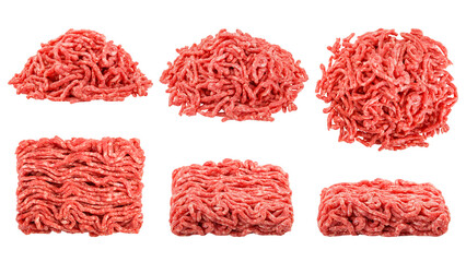 minced meat, pork, beef, forcemeat, isolated on white background, full depth of field