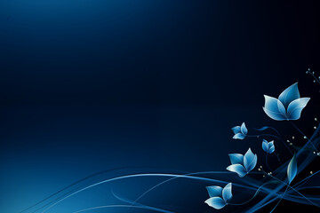 Elegant Background with blue flowers and copy space
