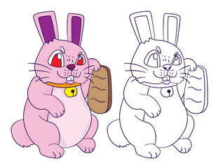 cute animal doodle illustration for book drawing coloring page