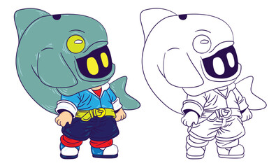 cute animal doodle illustration for book drawing coloring page