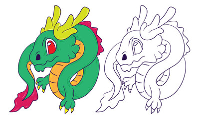 cute animal doodle illustration for book drawing coloring page