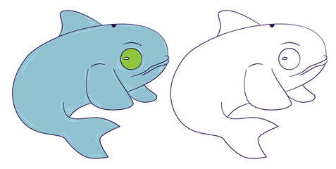 cute animal doodle illustration for book drawing coloring page