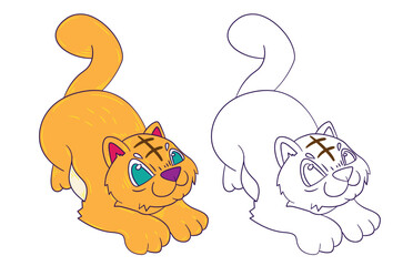 cute animal doodle illustration for book drawing coloring page