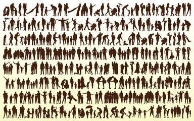 Collection of family silhouettes vector