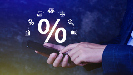 Interest rates and dividend, investment returns, income, retirement Compensation fund, investment, dividend tax, upward direction percentage symbol, saving money for investment, long term investment.