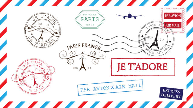 Paris France Postal Stamps set