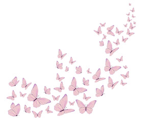 flock of pink butterfly deign hand drawn