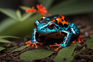 Fototapeta premium Vibrant Colored Red-Backed Poison Dart Frog