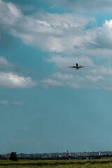 airplane seen from below taking off