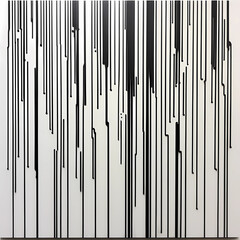 black and white barcode, vertical lines on white background, 90s monochrome wallpaper style, irregular black lines on white background, flowing lines of different lengths, 