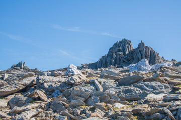 Gylder Fawr and Glyder Fach with view of Yr Wyddfa - Mount Snowden