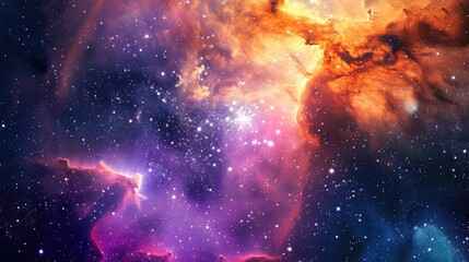 A stunning view of a nebula in space, with vibrant colors and sparkling stars, illustrating the beauty and mystery of the universe