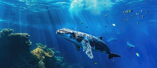 Fototapeta premium Underwater adventure captures marine life. Photo of wildlife in the ocean.