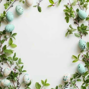 Happy Easter greeting background with Easter eggs. Background for social media posting.