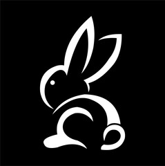 Simple rabbit logo in black background colour