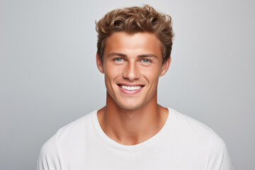 Obraz premium A photo portrait of a beautiful blond man over 18 years old