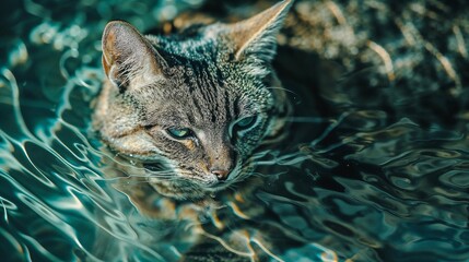 Katze schwimmt im Wasser