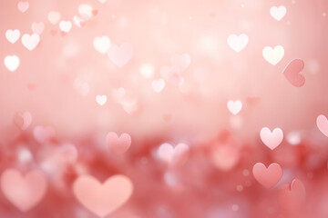 A soft image of tender hearts floating on a pale pink background, creating a dreamy romantic atmosphere for Valentine's Day