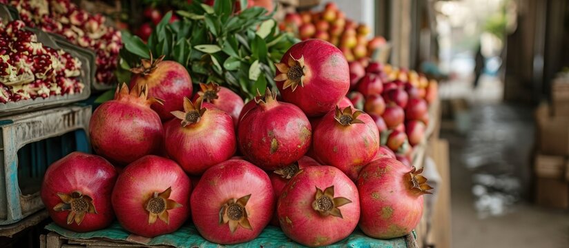 Pomegranate for sale at a roadside stall in Tunisia's Gabes region.