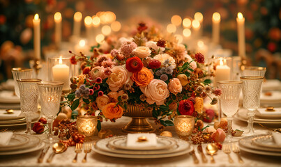 Naklejka premium Luxury Dinner Events Craft elegant backdrops tailored for upscale dinner parties and events