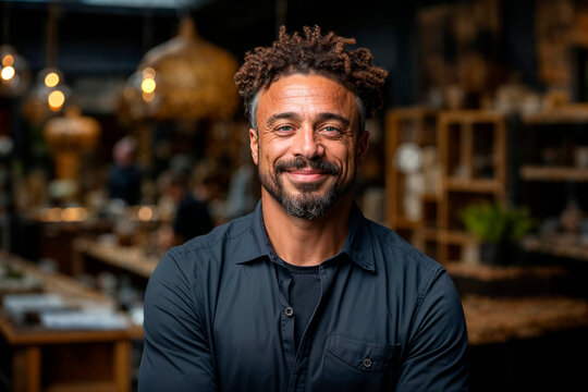 Confident artisan in his workshop Generative AI image