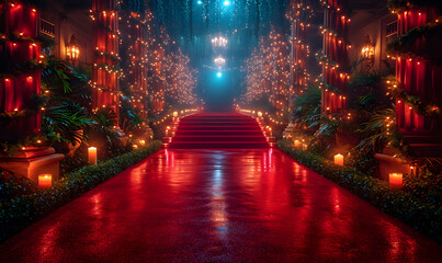 Obraz premium Red Carpet Glamour Develop backdrops with a touch of Hollywood glamour, suitable for red carpet events