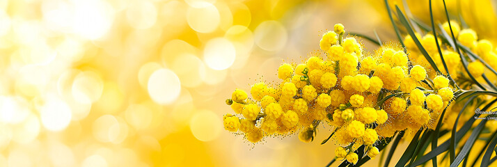 Mimosa bouquet with copy space